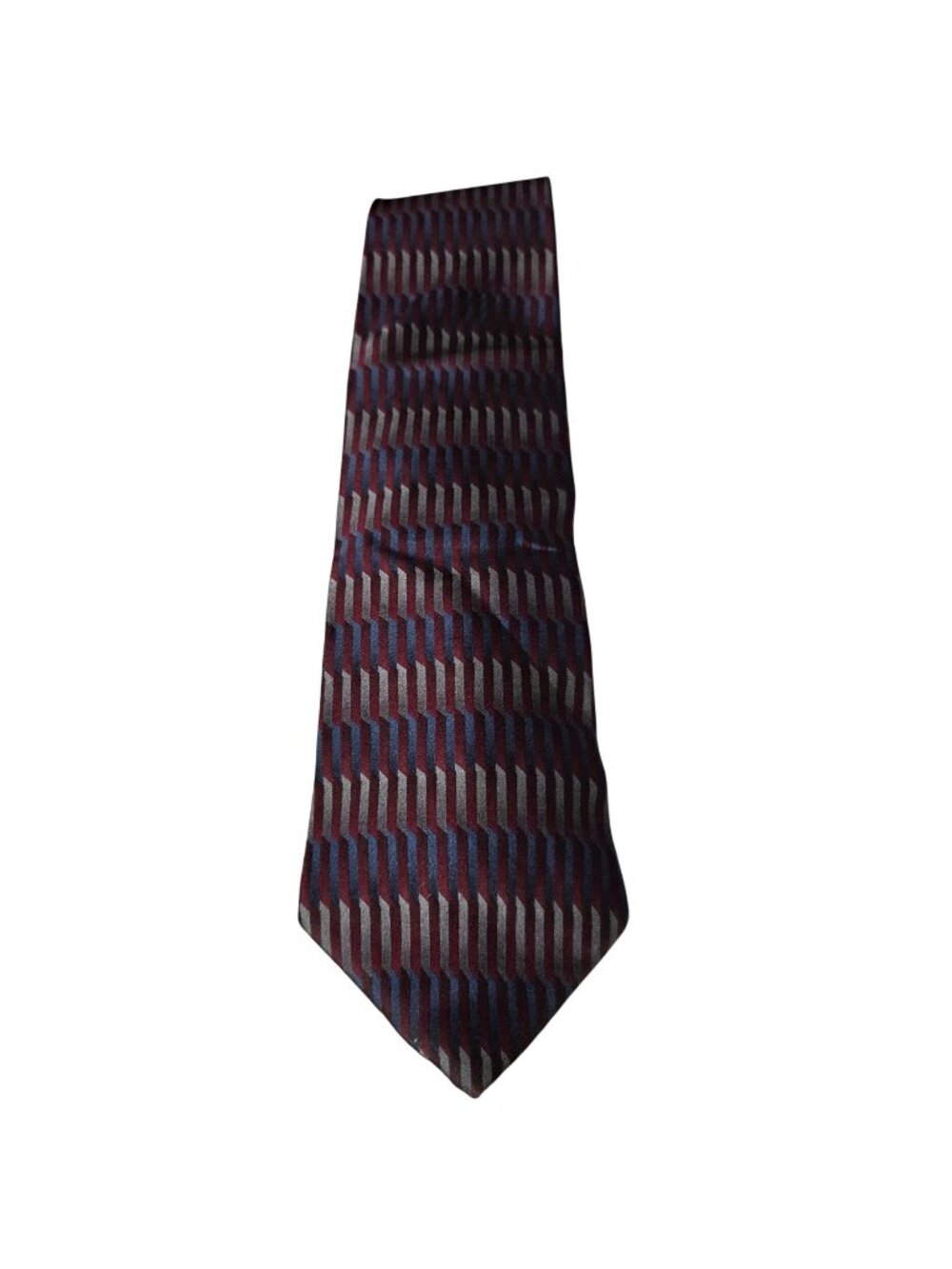 Bill Blass Geometric Silk Tie Burgundy Blue Necktie Mens Fashion Made Costa Rica